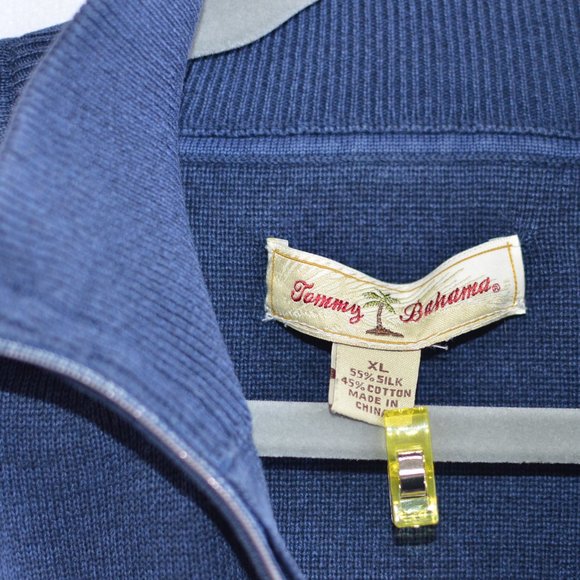 Tommy Bahama Quarter Zip, Cotton/Silk, Size Mens XL - Picture 2 of 3